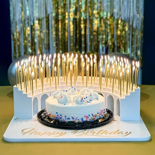 Bundle package:  Grandstand Candle Holder + Grand Entrance Tray, includes 100 gold birthday candles