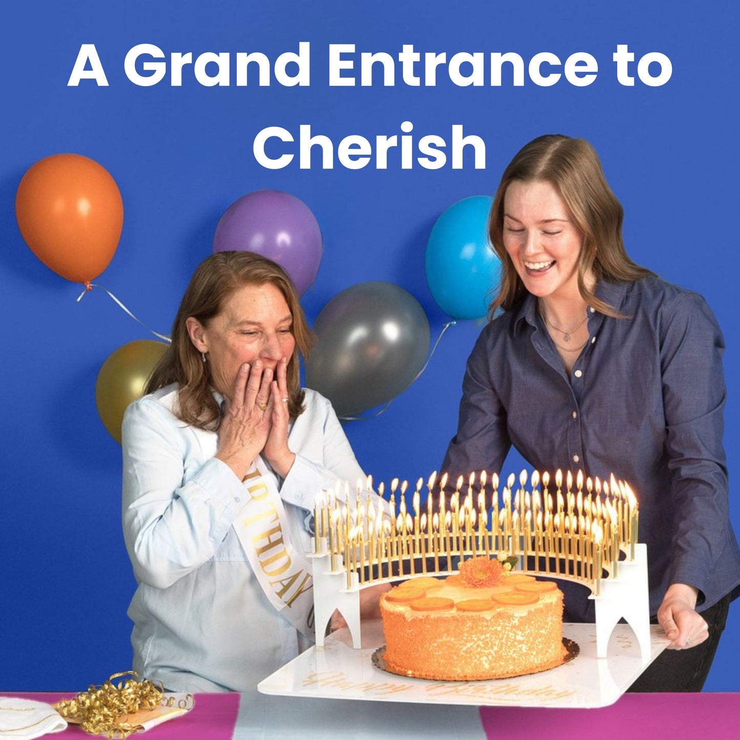 Truly a moment to remember... lower the lights, hush the guests, and enter the room with birthday cake and lit candles with the Grand Entrance Tray