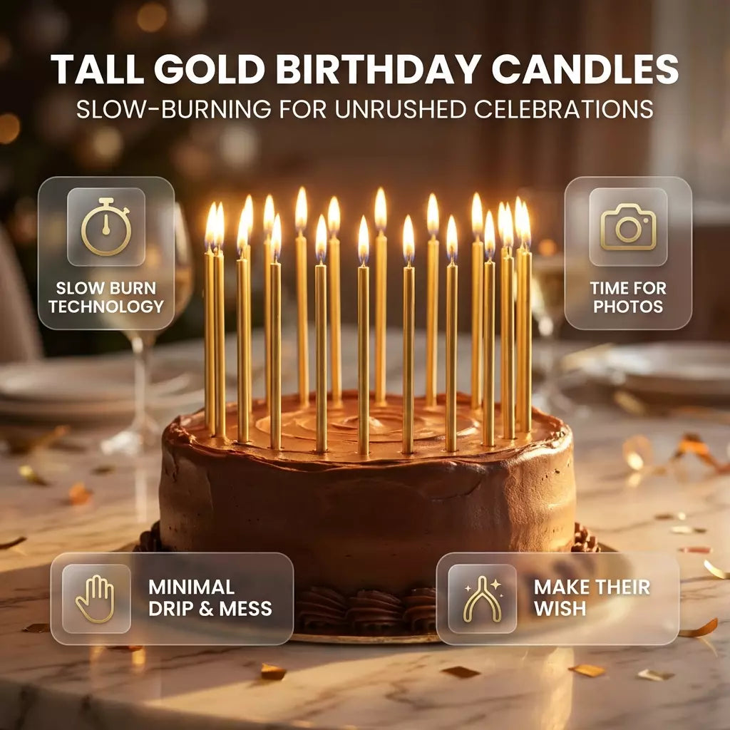 Elevate Your Celebration with Tall Gold Birthday Candles
