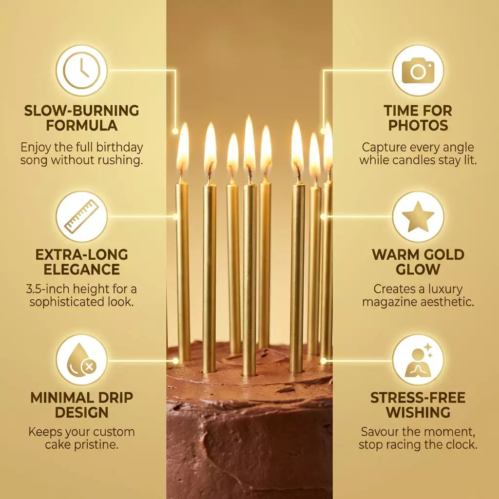 Elevate Your Celebration with Tall Gold Birthday Candles