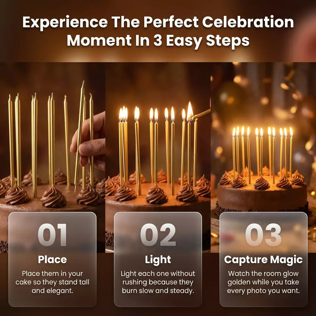 Elevate Your Celebration with Tall Gold Birthday Candles