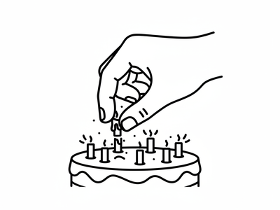 Scraping Sticky Candle Stubs Off Cake