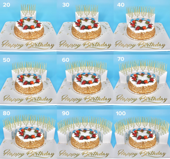 Birthday Grandstand with displays for 20 to 100 candles