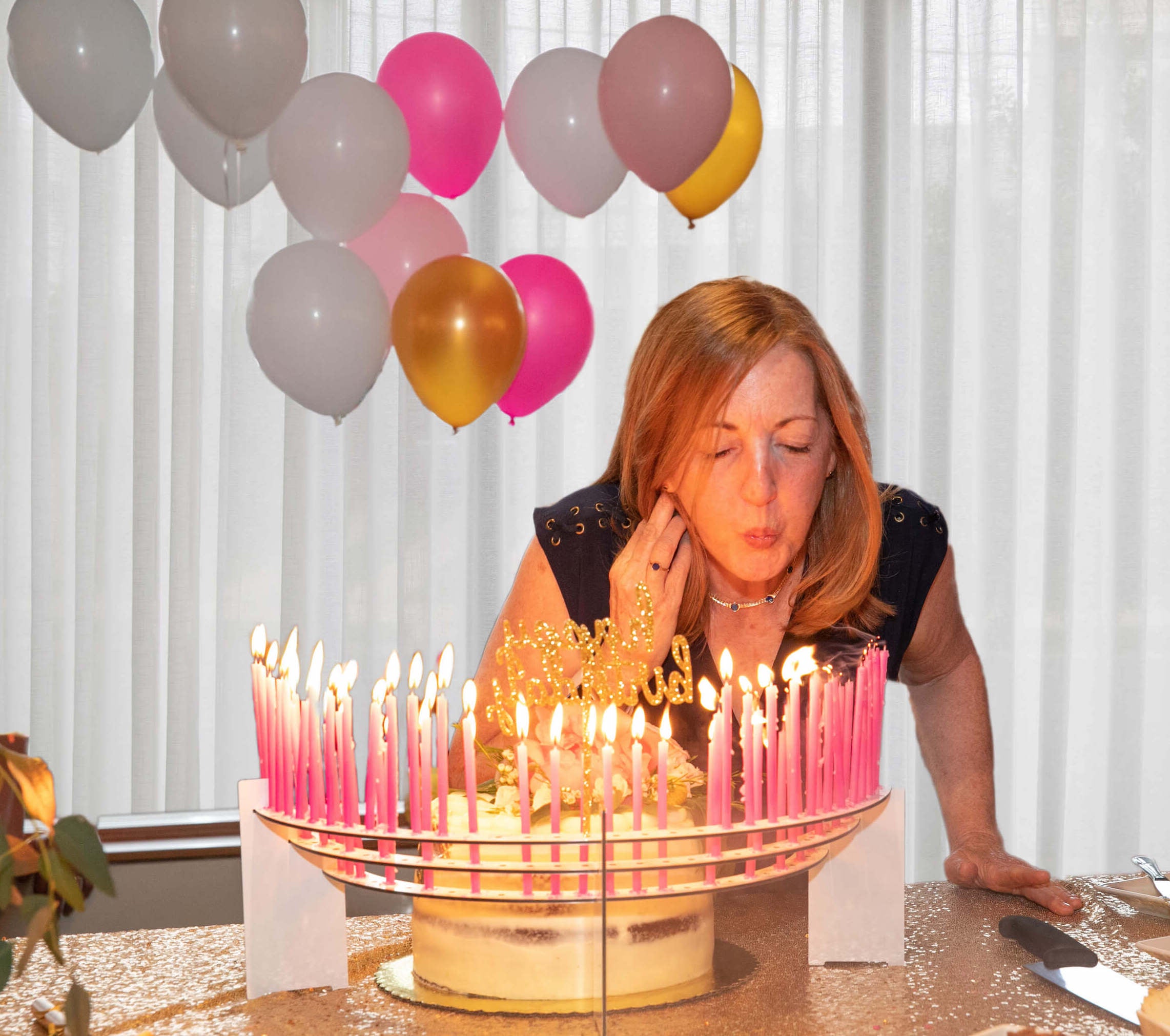 60th birthday party with white Celebration Stadium candelabra