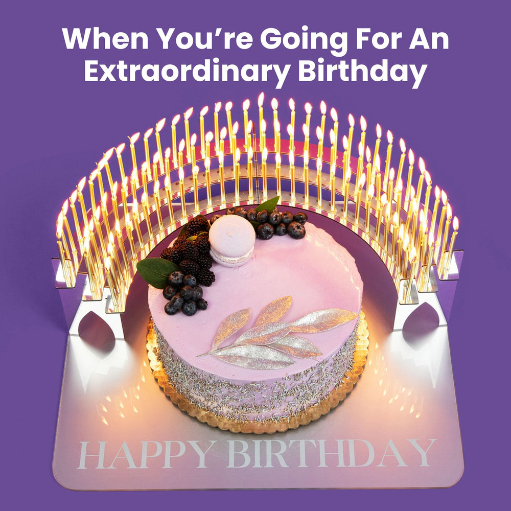 For an extraordinary birthday event pair the Silver Mirror Candelabra and the Silver Grand Entrance Cake Tray both from Celebration Stadium.  The silver reflects the candlelight to make a spectacular centerpiece.  Truly the highlight for any birthday party