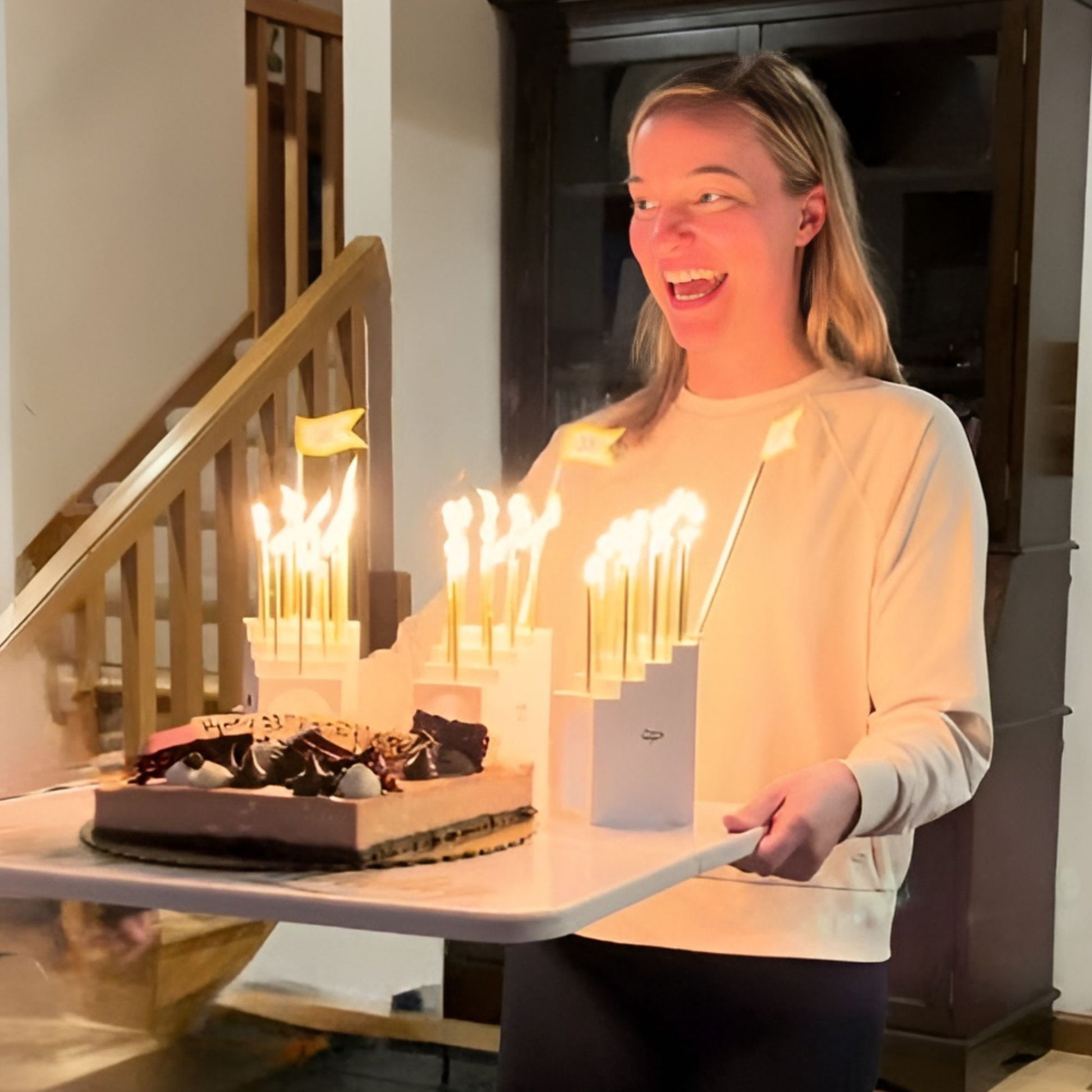 The Grand Entrance Tray with 33 birthday candles on the Birthday Grandstand Candle Holder ... turn down the lights for the ooos and ahhhs!