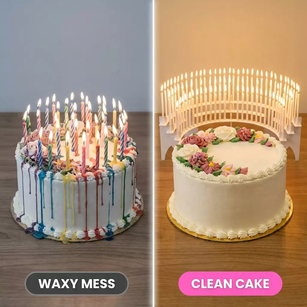 "Party Candelabra" White Birthday Candle Holder, includes 100 gold candles