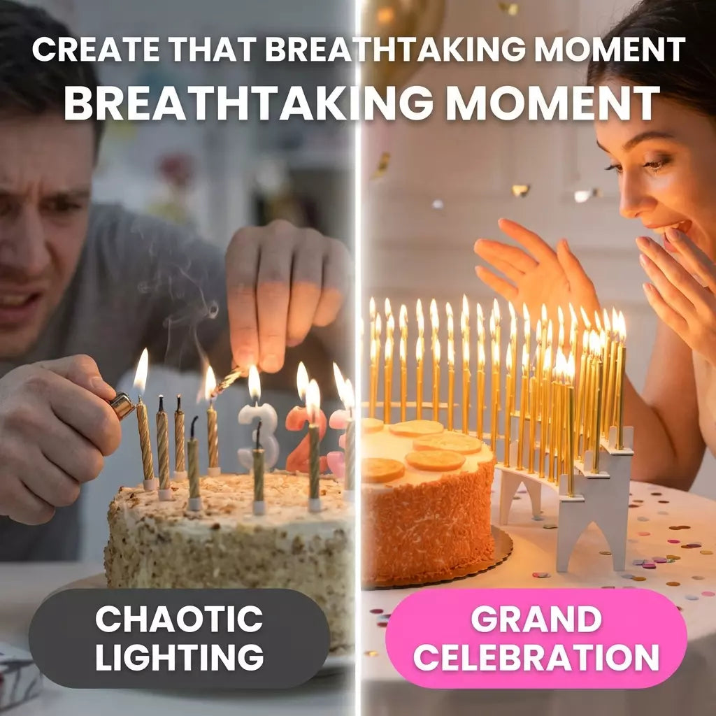 "Party Candelabra" White Birthday Candle Holder, includes 100 gold candles