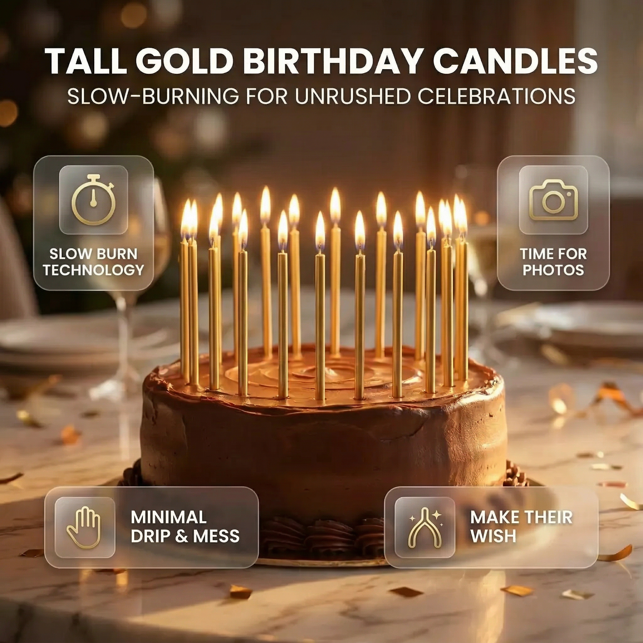 Elevate Your Celebration with Tall Gold Birthday Candles