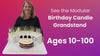 Video to show how the modular Birthday Candle Grandstand can be set up for any number of candles for ages 10 to 100