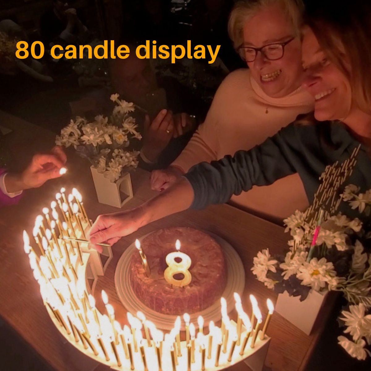 80 candle display on the Birthday Grandstand at an actual birthday party