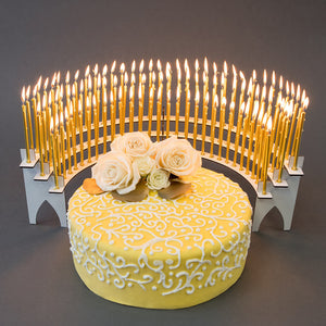 Open image in slideshow, Celebration Stadium large white candle holder, perfect for 21st, 30th, 40th, 50th, 60, 70th, 75th, 80th, 90th, 100th birthday ideas
