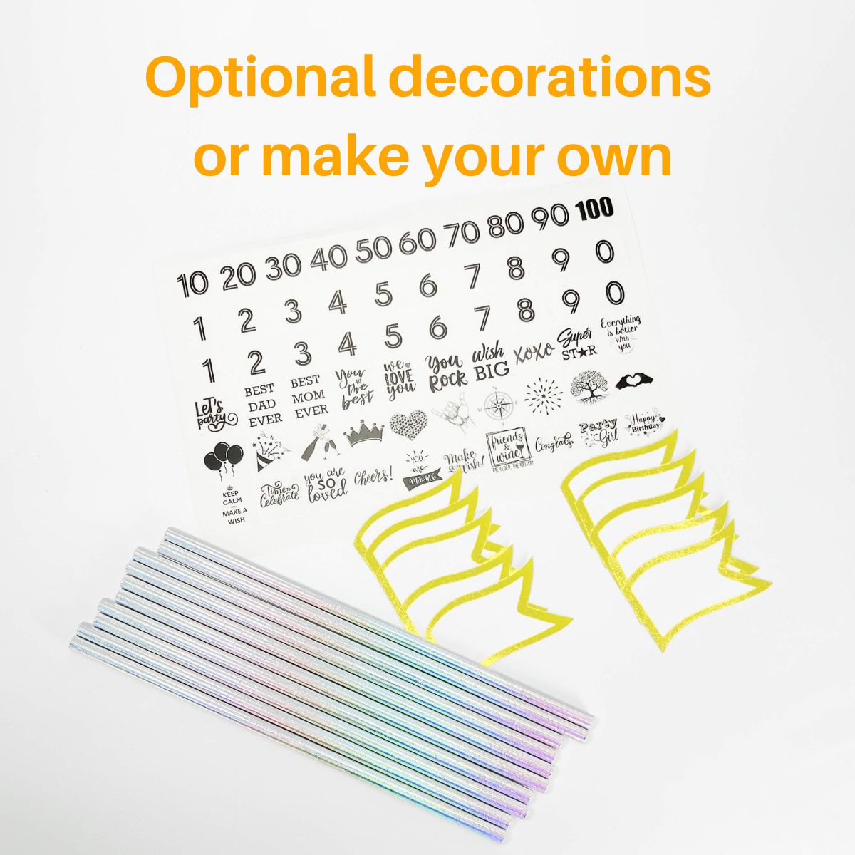 Stickers, mini-flags and flagpoles for options decorations